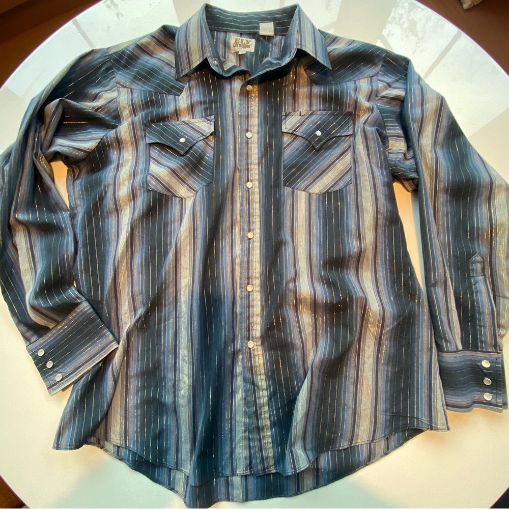 Vintage Western Cowboy Stripshirt with Metallic Threads